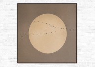 Obraz ręcznie malowany minimalistyczny Lot ptaków Wabi Sabi Japandi 120x120