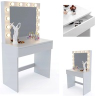 TOALETKA Z LUSTREM LED DO MAKIJAŻU WIZAZU BIAŁA KOSMETYCZNA DLA DZIEWCZYNKI
