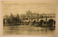 PRAGA, PRAHA - Hradcany a Karlov most CZECHY CZECHOSŁOWACJA, CZYSTA, STARA