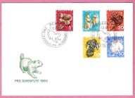 Szwajcaria 1965 FDC fauna las jeleń, zając, jeż, borsuk, świstak