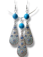 T26 - Komplet kolczyki i wisiorek kamienie TURKUS