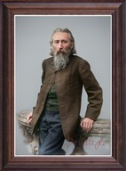 Obraz Jan Matejko portret z podpisem w drewnianej ramie ze szkłem