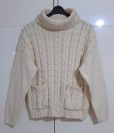 Damski Sweter Z Golfem Ecru Primark |R. L