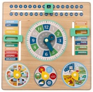AdamToys Drewniany edukacyjny kalendarz po polsku Tablica manipulacyjna