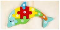 PIERWSZE DREWNIANE PUZZLE MONTESSORI DLA DZIECKA DELFIN 3D