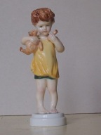 Royal Worcester - rudowłosy chłopiec z misiem.