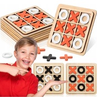 GRA KÓŁKO I KRZYŻYK DREWNIANA ZABAWKA DLA DZIECI LOGICZNA ZABAWKI DREWNIANE