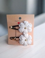 Spinki spineczki do włosów szydełkowy kwiatek 2 szt.