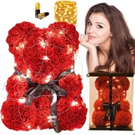 MIŚ ZESTAW DLA UKOCHANEJ DZIEŃ KOBIET RÓŻE DUŻY PREZENT OKAZJA ROCZNICA LED