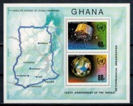 Ghana 1973 Znaczki Blok 51A ** pogoda meteorologia kosmos mapa