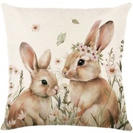 POSZEWKA NA PODUSZKĘ WIELKANOC DEKORACYJNA 45X45 CM ŚWIĄTECZNA KRÓLICZKI