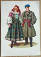 POCZTÓWKA - MARIA ORŁOWSKA-GABRYŚ - STRÓJ KURPIOWSKI - grafika lata 60-te