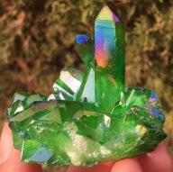 Zielony kwarc tytanowy kryształ klaster aura diament tęczowy greengems