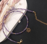 Naszyjnik z kamieni naturalnych - ametyst kwiat lotosu