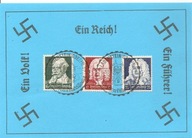 TRZECIA RZESZA -karta propagandowa -ozdobne stemple znaczki swastyka 1936 r