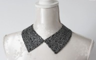 Kołnierzyk naszyjnik czarny srebrny cekinowy szpic klasyczny fake collar