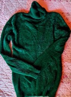 Zielony golf butelkowa zieleń pluszowy ciepły misiowy rozm 36/S