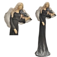 DUŻY CZARNY ANIOŁ ZE SKRZYPCAMI NA PREZENT DEKORACJA OZDOBA UPOMINEK