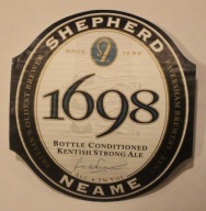 ETYKIETA - KENT -1698 SHEPHERD NEAME - FAVERSHAM BREWERY - KENT - RZADKOŚĆ