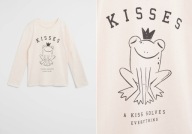 MANGO jasnoróżowa bluzka koszulka z żabką KISSES 11 12 lat