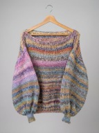 Ręcznie robiony sweter oversize wełna + moher miękki i puszysty