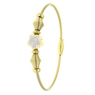 61766 Bransoletka sztywna złota stal chirurgiczna kwiatek