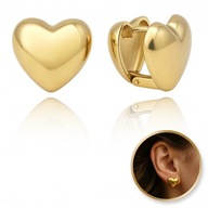 KOLCZYKI ZE STALI SZLACHETNEJ PLATEROWANE 14K ZŁOTEM, DWUSTRONNE SERCA