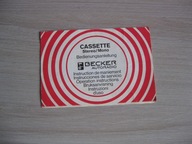 ODTWARZACZ BECKER Cassette Stereo/Mono - oryginalna instrukcja