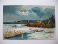 NOWY ROK CHŁOPSKIE CHATY NAD STRUMYKIEM przedwojenna POCZTÓWKA