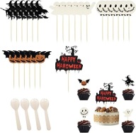 Toppery Halloweenowe Zestaw 25 Ozdób na Babeczki Tort Przekąski Pikery