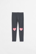 H&M legginsy 140 ciemnoszare serca na kolankach