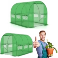 TUNEL FOLIOWY OGRODOWY 3,5X2M 6 OKIEN ZIELONY FOLIA PE 140G/M UV-4