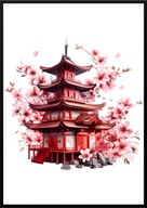 A2 PLAKAT JAPONIA KRAJ KWITNĄCEJ WIŚNI DOM JAPOŃSKI SYMBOLE JAPONII