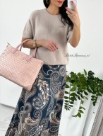 Torebka Plecionka Puder Róż New