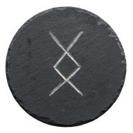 Okrągła Podkładka z Kamienia Łupkowego | Runa Ingwaz | Grawer | 10 cm