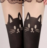 Rockowe rajstopy koty koci ogon r S/M 40 den kociara punk alternatywne