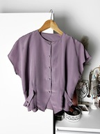 Fioletowa/lawendowa bluzka vintage LittleWoods XL satynowa powlekane guziki