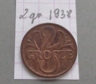 2 grosze z 1938 roku , II RP , BARDZO ŁADNE
