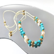 Bransoletka ze magnezytem i perłami naturalnymi handmade