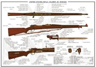 Plakat-Plansza Karabin Springfield M1903A1 kal.0.30 Nabój Bagnet M1905 Lufa