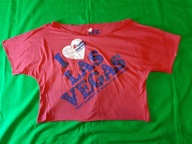 Różowy crop top z napisem ''I love Las Vegas''