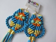 *34 WOŚP* Seria z sową: Kolczyki pomarańczowo-żółto-niebieskie