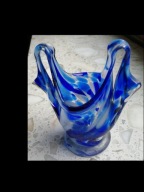 Wazonik niebiesko- biały szkło