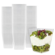 48x PUCHARKI NA DESERKI 150 ml kubek pojemnik KWADRATOWY na desery lody