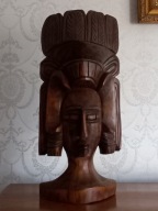 rzeźba maska drewno płaskorzeźba indianin