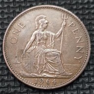 *WIELKA BRYTANIA [0192] *ONE 1 PENNY 1964 ELŻBIETA II, Britannia