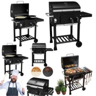 GRILL WĘGLOWY OGRODOWY DUŻY Z POKRYWĄ ŻELIWNY RUSZT PŁYTA KAMIEŃ DO PIZZY