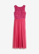 NOWA 299zł amarantowa WYSZCZUPLAJĄCA suknia HAFTY cekiny_halka_WESELE r.44