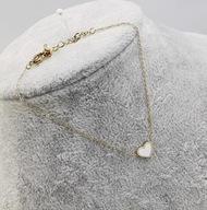 76109 Bransoletka złota stal chirurgiczna serce z masy perłowej