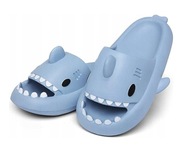 GRUBE KLAPKI NA BASEN REKINY ANTYPOŚLIZGOWE KAPCIE SHARK NIEBIESKIE 33-34